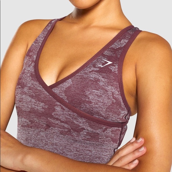 GYMSHARK Camo Seamless Sports Bra Berry XS-S - Picture 5 of 10